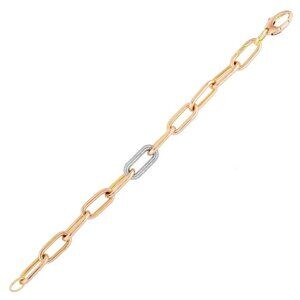Interlocking 14K (or 18k upon request) Gold Diamond Set Paperclip Bracelet